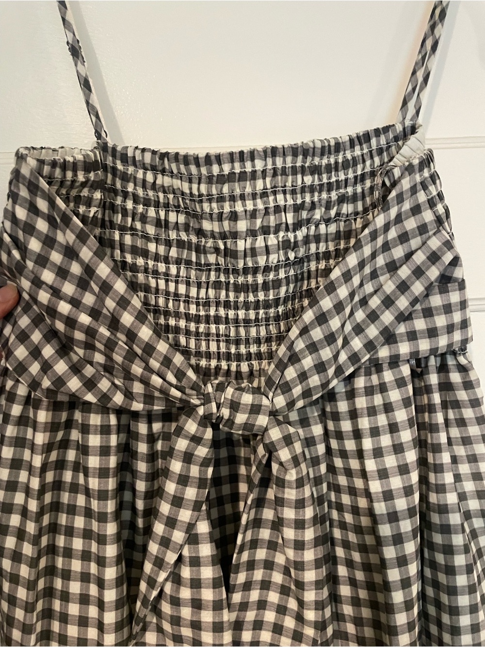 Vince Green and White Gingham Smocked Top - Picture 9 of 9